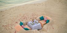 cena privada en la playa en You and Me Maldives