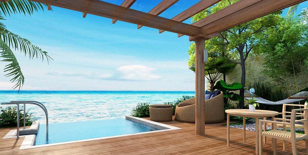 vista desde una water villa de Sheraton Maldives